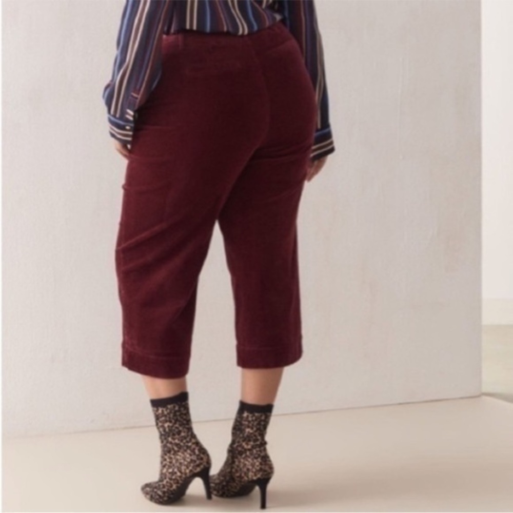 New Penningtons| Cropped Crushed Red Corduroy Highrise Pants - Picture 10 of 14